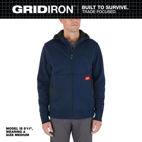 Milwaukee Tool M250U-XL GRIDIRON Full-Zip Hoodie (XL), 1 EA