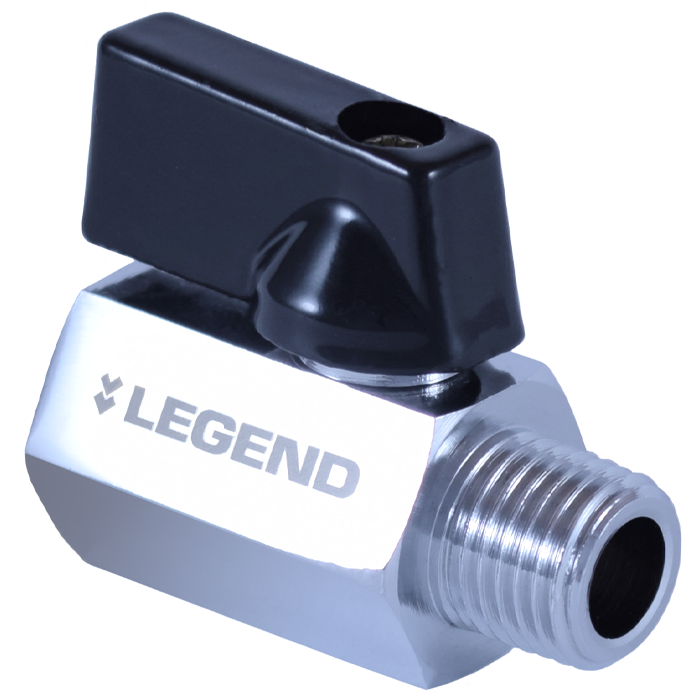 Legend Valves 101-346 1/8" Chrome Plated Forged Brass MNPT x FNPT Mini Ball Valve