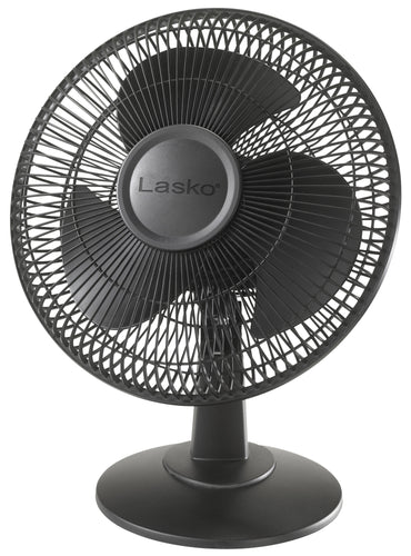 Lasko 2017 12" 3-Speed Oscillating Table Fan with Tilt-back, Black