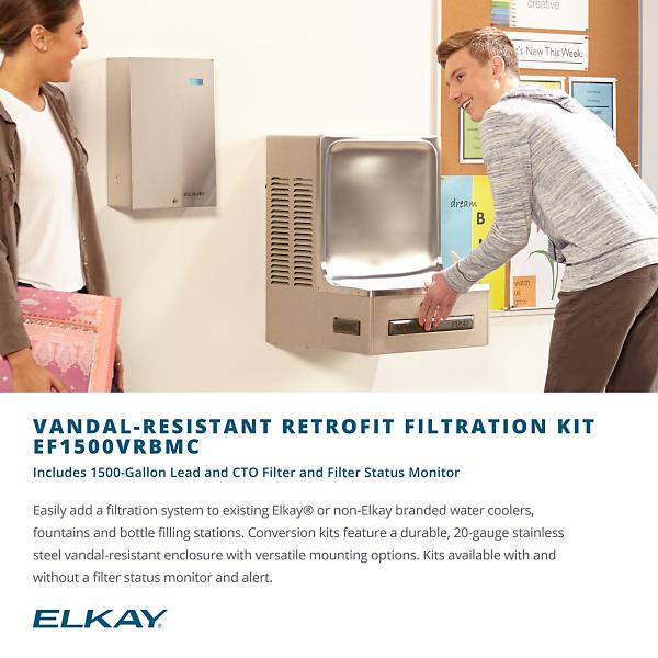 Elkay EF1500VRBMC Universal Vandal-Resistant 1500 Gal. Filtration Kit with Filter Status Monitor