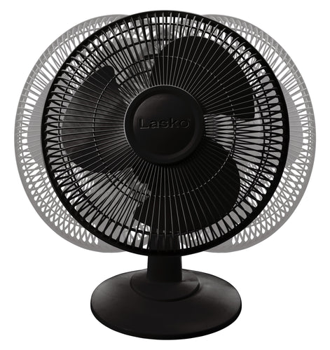 Lasko 2017 12" 3-Speed Oscillating Table Fan with Tilt-back, Black