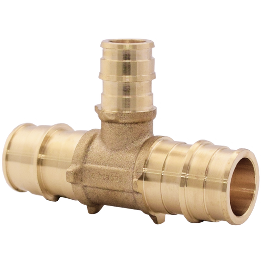 Legend Valves 462-224NL 1-1/4" x 1-1/4" x 1" No Lead DZR Forged Brass Cold Expansion PEX Reducing Tee