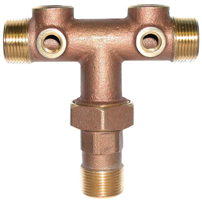 Legend Valves 312-201NL 1" x 5-1/2" No Lead Cast Bronze Two-Hole Union Tank Tee