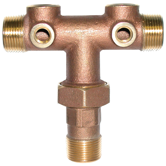 Legend Valves 312-202NL 1" x 11" No Lead Cast Bronze Two-Hole Union Tank Tee