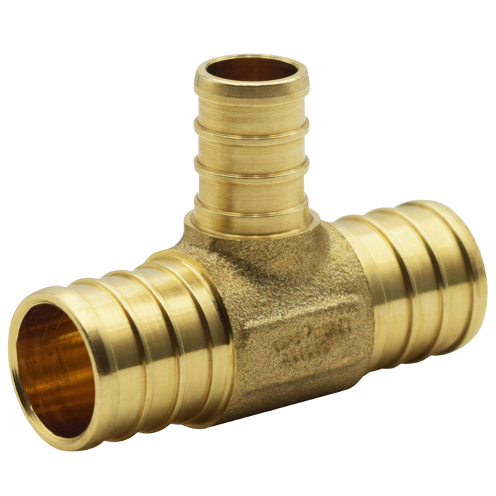 Legend Valves 460-214NL 1" x 3/4" x 3/4" No Lead DZR Forged Brass Crimp/Cinch PEX Reducing Tee