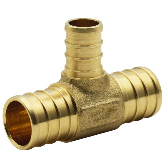 Legend Valves 460-220NL 1-1/4" x 1" x 3/4" No Lead DZR Forged Brass Crimp/Cinch PEX Reducing Tee