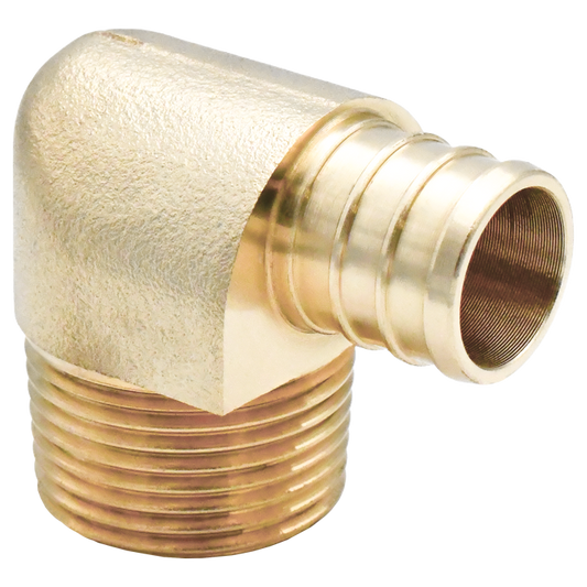 Legend Valves 460-105NL 1/2" x 3/8" No Lead DZR Forged Brass 90° Crimp/Cinch PEX x MNPT Reducing Elbow