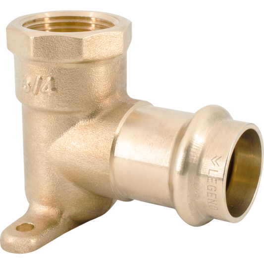 Legend Valves 450-809P 1/2" x 3/8" LegendPress No Lead Brass Drop Ear Elbow