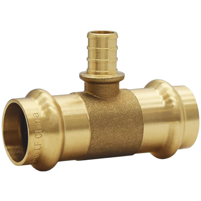 Legend Valves 450-875P 1-1/4" x 1-1/4" x 1/2" LegendPress No Lead DZR Forged Brass Cold Expansion PEX Reducing Tee