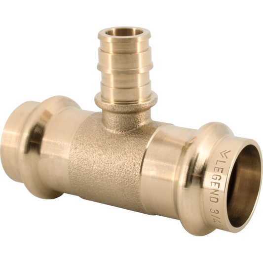Legend Valves 450-887P 1-1/2" x 1-1/2" x 1/2" LegendPress No Lead DZR Forged Brass Cold Expansion PEX Reducing Tee