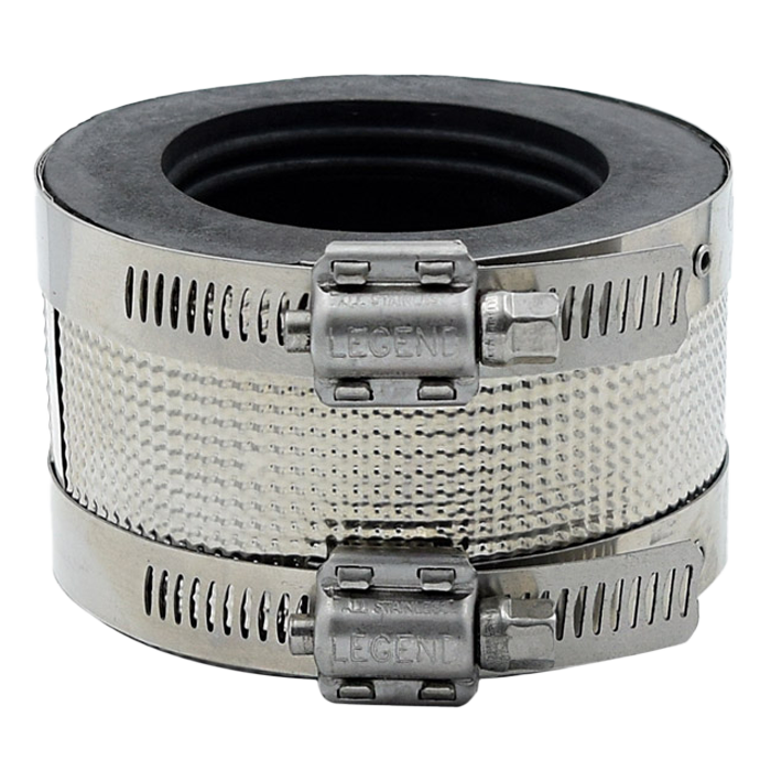 Legend Valves 303-432 4" x 2" No Hub Reducing Coupling with Stainless Steel Bands and 28 Gauge Stainless Steel Shield