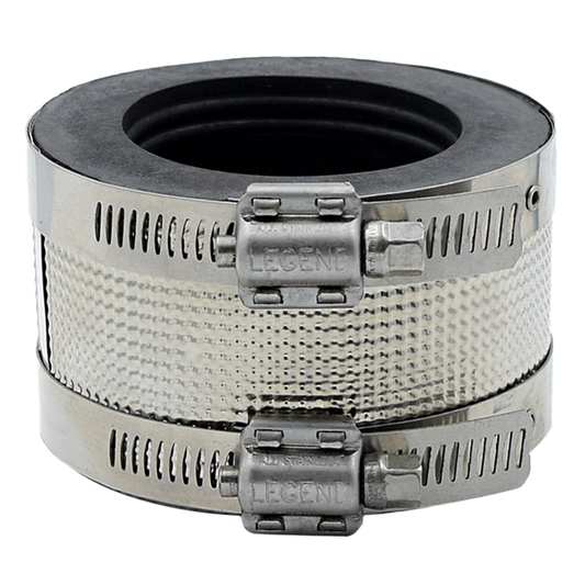 Legend Valves 303-432 4" x 2" No Hub Reducing Coupling with Stainless Steel Bands and 28 Gauge Stainless Steel Shield