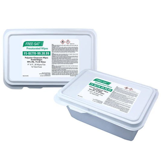 SOS Cleanroom FREE-SAT 9? x 9? Polyester Presaturated Class 1-10 Wipers, 99% IPA / 1% DI Water - Case