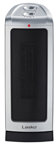 Lasko 5307 1500W Electric Oscillating Ceramic Tower Space Heater with Thermostat, Silver