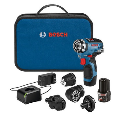 Bosch GSR12V-300FCB22 12V Max Ec Brushless Flexiclick® 5-In-1 Drill/Driver System With (2) 2.0 Ah Batteries