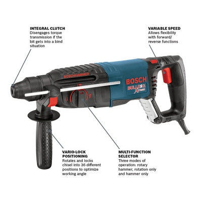 Bosch 11255VSR 1" Sds-Plus Rotary Hammer, "D" Handle "Bulldog Xtreme"