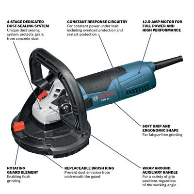 Bosch CSG15 5 Concrete Surfacing Grinder - 12.5 Amp W/ Dust Collection Shroud