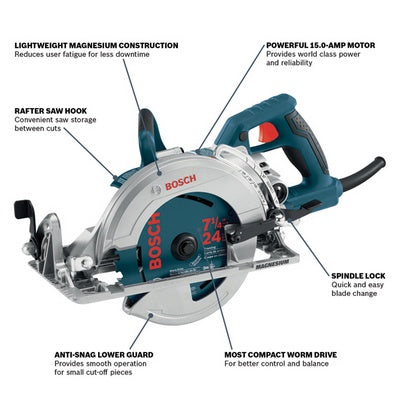 Bosch CSW41 7-1/4 Blade-Left Worm-Drive Circular Saw (15 Amp)