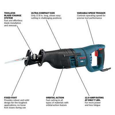 Bosch RS325 1" Compact Reciprocating Saw (12 Amp)