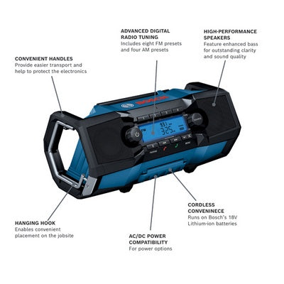 Bosch GPB18V-2CN 18V Jobsite Radio W/Bluetooth