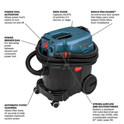 Bosch VAC090AH 9-Gallon Dust Extractor With Auto Filter Clean And Hepa Filter