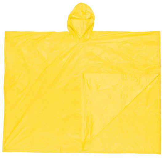 MCR Safety O40 Schooner Disposable Rain Poncho .10mm PVC Material Attached Hood, Tote Pouch, Yellow (1 EA)