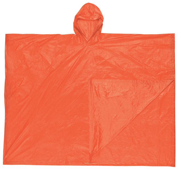 MCR Safety O41 Schooner Disposable Rain Poncho .10mm PVC Material Attached Hood, Tote Pouch, Orange   (1 EA)