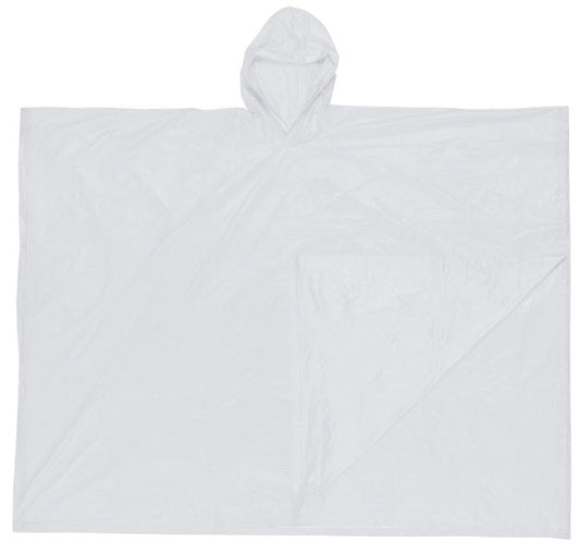 MCR Safety O42 Schooner Disposable Rain Poncho .10mm PVC Material Attached Hood, Tote Pouch, Clear    (1 EA)