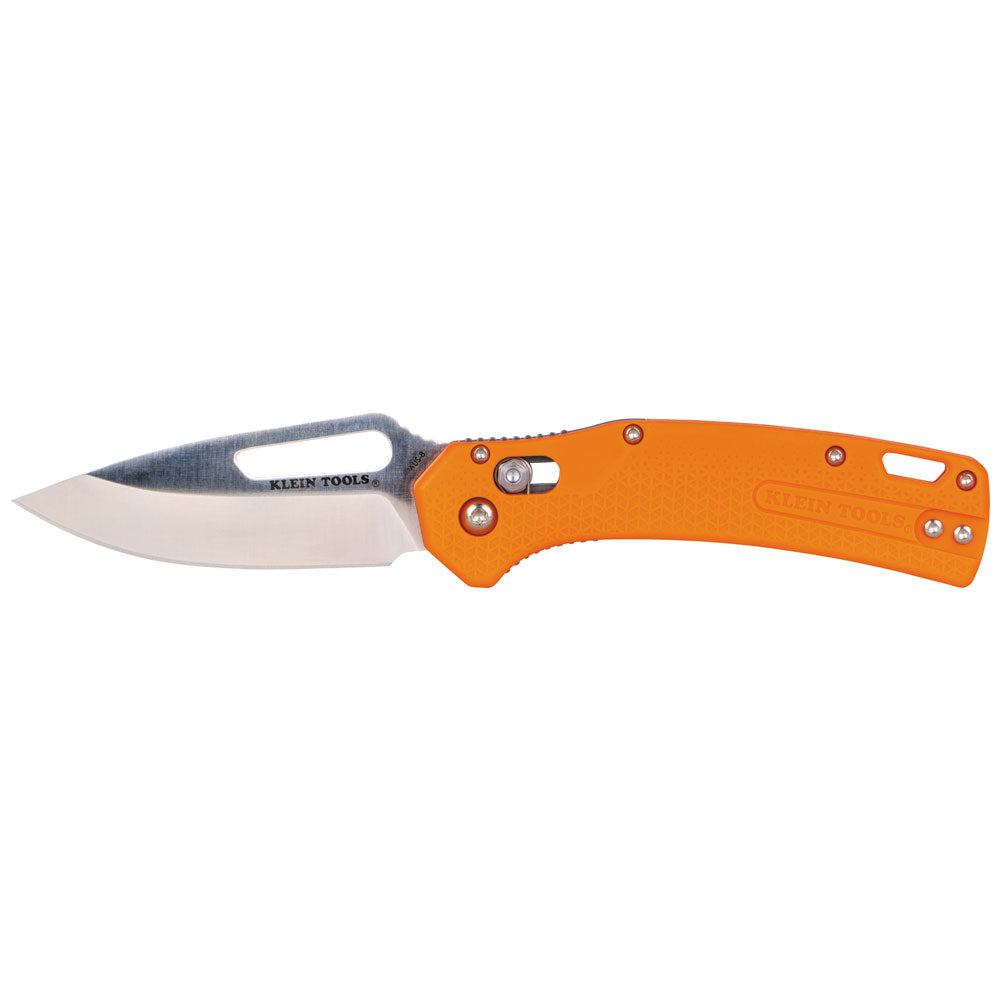 Klein Tools OFK000ORT KTO Resurgence Fishing Knife, Drop Point Blade, Orange Handle