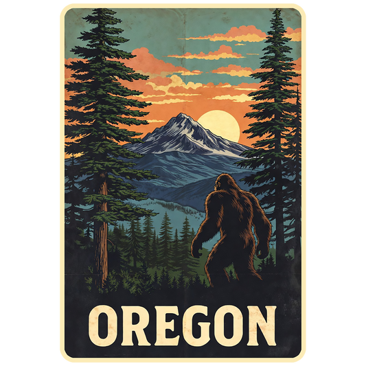 Paradise Clay IHS098 Oregon Sunset Vista Squatch - Vinyl Sticker (1 STICKER)