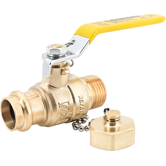 Legend Valves 101-436NL 1/2" LegendPress No Lead Forged Brass Full Port Ball Valve with Cap and Chain