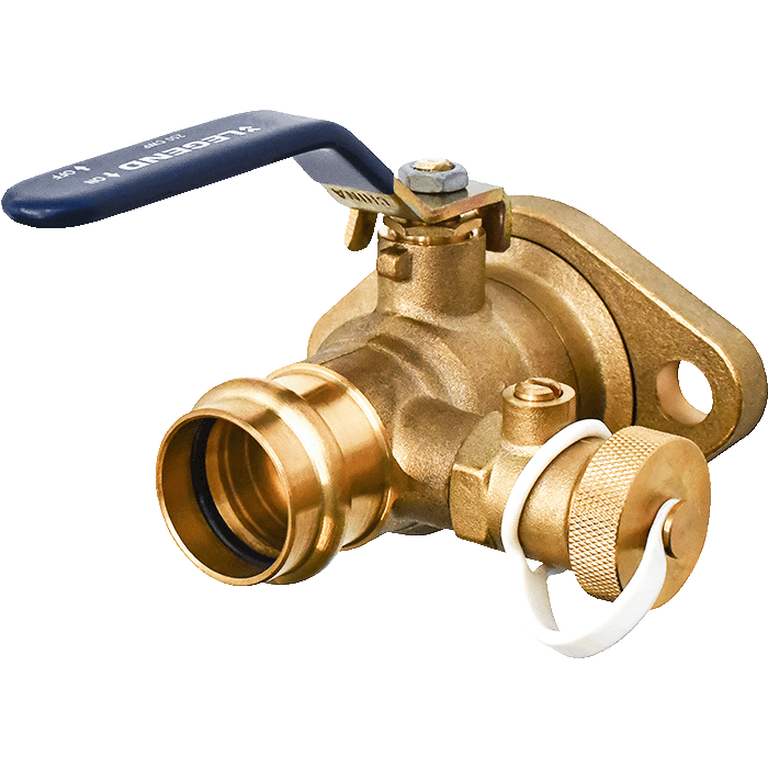 Legend Valves 101-176P 1-1/4" LegendPress Forged Brass Full Port Isolation Ball Valve with Rotating Flange and Purge