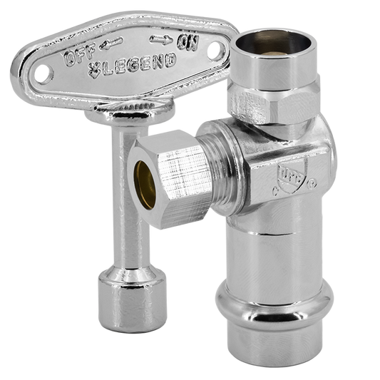 Legend Valves 114-904PNL LegendPress No Lead Chrome-Plated Forged Brass 1/4-Turn Angle Supply Stop with Lockshield & Key