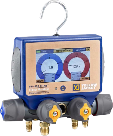 Yellow Jacket 40875 TITAN Digital Manifold 4-Valve with Ball Valve and 5/16" Hoses (P51-870)