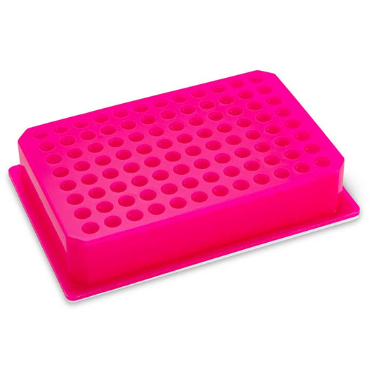 Globe Scientific PCR-COLDPSBS PCR Cold Work Rack SBS / ISBER Footprint 4°C 96 well for PCR Plates and Strips Purple to Pink