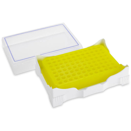 Globe Scientific PCR-COLDY PCR Cold Work Rack 4°C 96 well for PCR Plates and Strips Green to Yellow