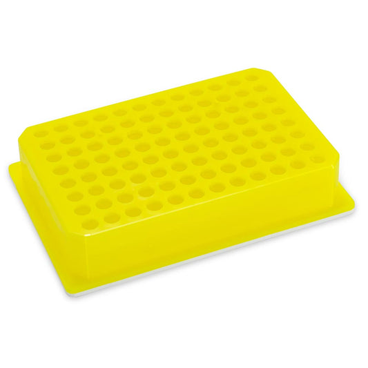 Globe Scientific PCR-COLDYSBS PCR Cold Work Rack SBS / ISBER Footprint 4°C 96 well for PCR Plates and Strips Green to Yellow