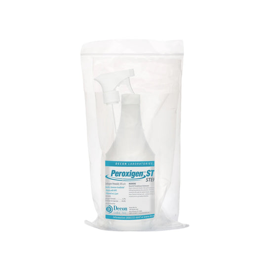 SOS Cleanroom Peroxigen ST 9716 is a sterile, double-bagged, ready-to-use 6% Hydrogen Peroxide solution in a convenient trigger spray bottle. (16 oz.)