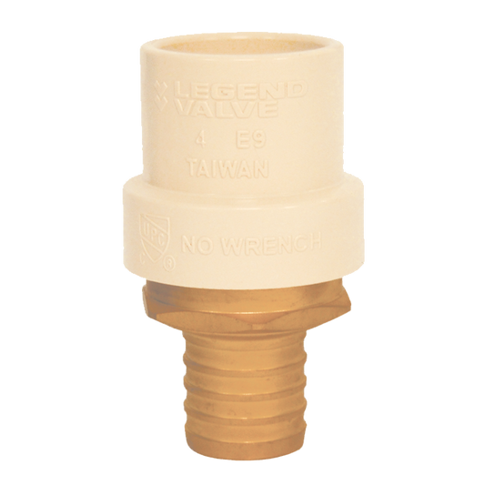 Legend Valves 302-423NL 1/2" No Lead DZR Forged Brass Crimp/Cinch PEX x CPVC Transition Fitting