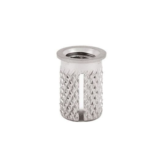 E-Z Press™ Threaded Insert for Plastic - Flanged - 303 Stainless - 1/4-20 (Pack of 5)