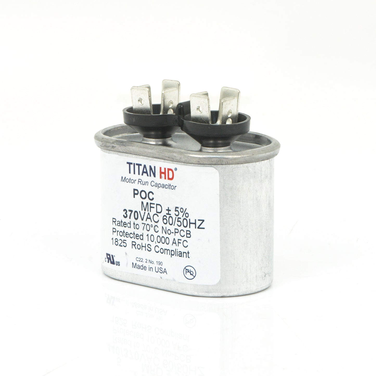 Packard POC5A Titan Hd Run Capacitor 5 Mfd 370 Volt Oval