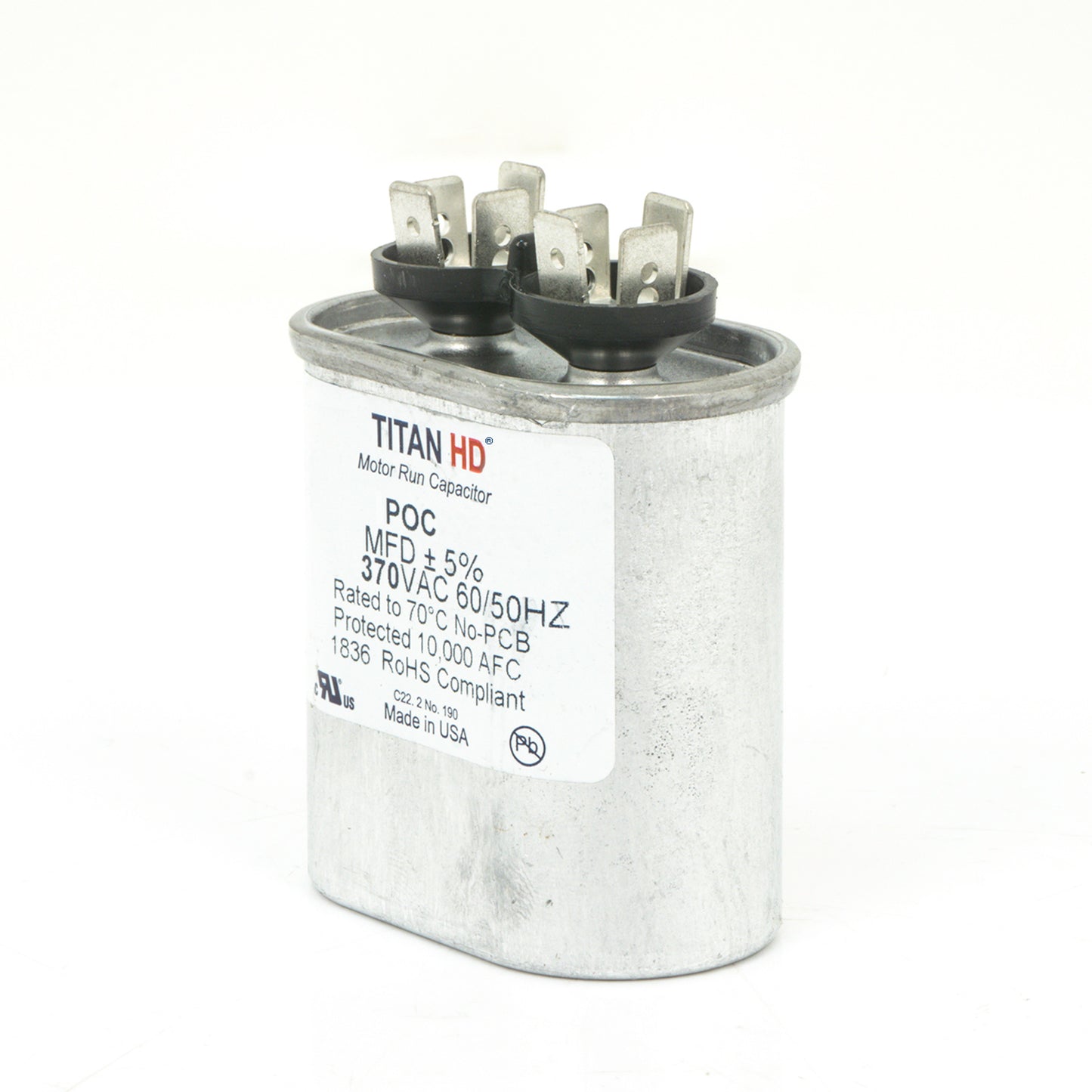 Packard POC10A Titan Hd Run Capacitor 10 Mfd 370 Volt Oval