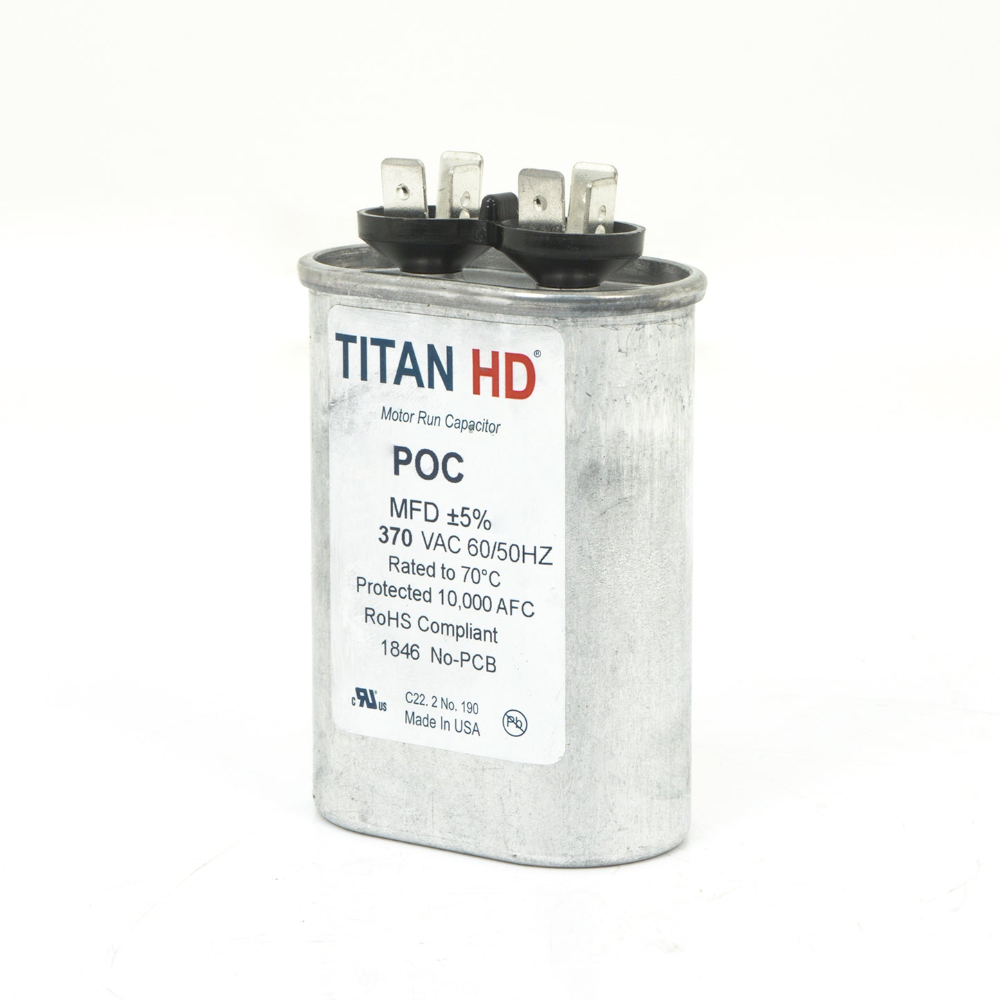 Packard POC15A Titan Hd Run Capacitor 15 Mfd 370 Volt Oval