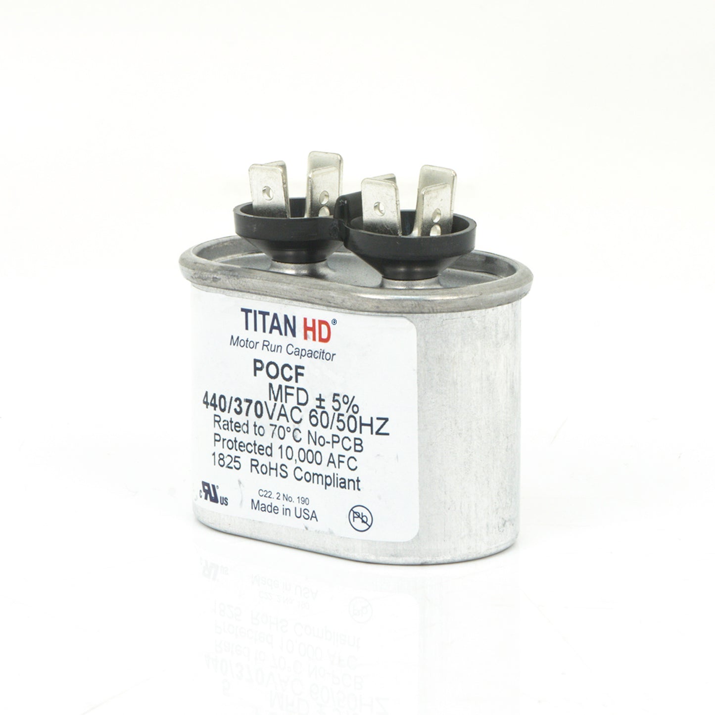 Packard POCF5A Titan Hd Run Capacitor 5 Mfd 440/370 Volt Oval
