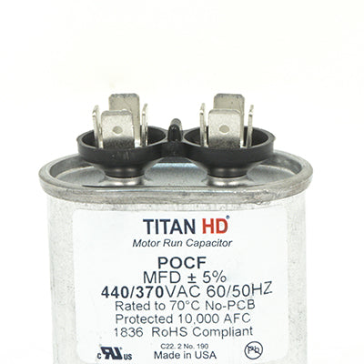 Packard POCF7.5A Titan Hd Run Capacitor 7.5 Mfd 440/370 Volt Oval