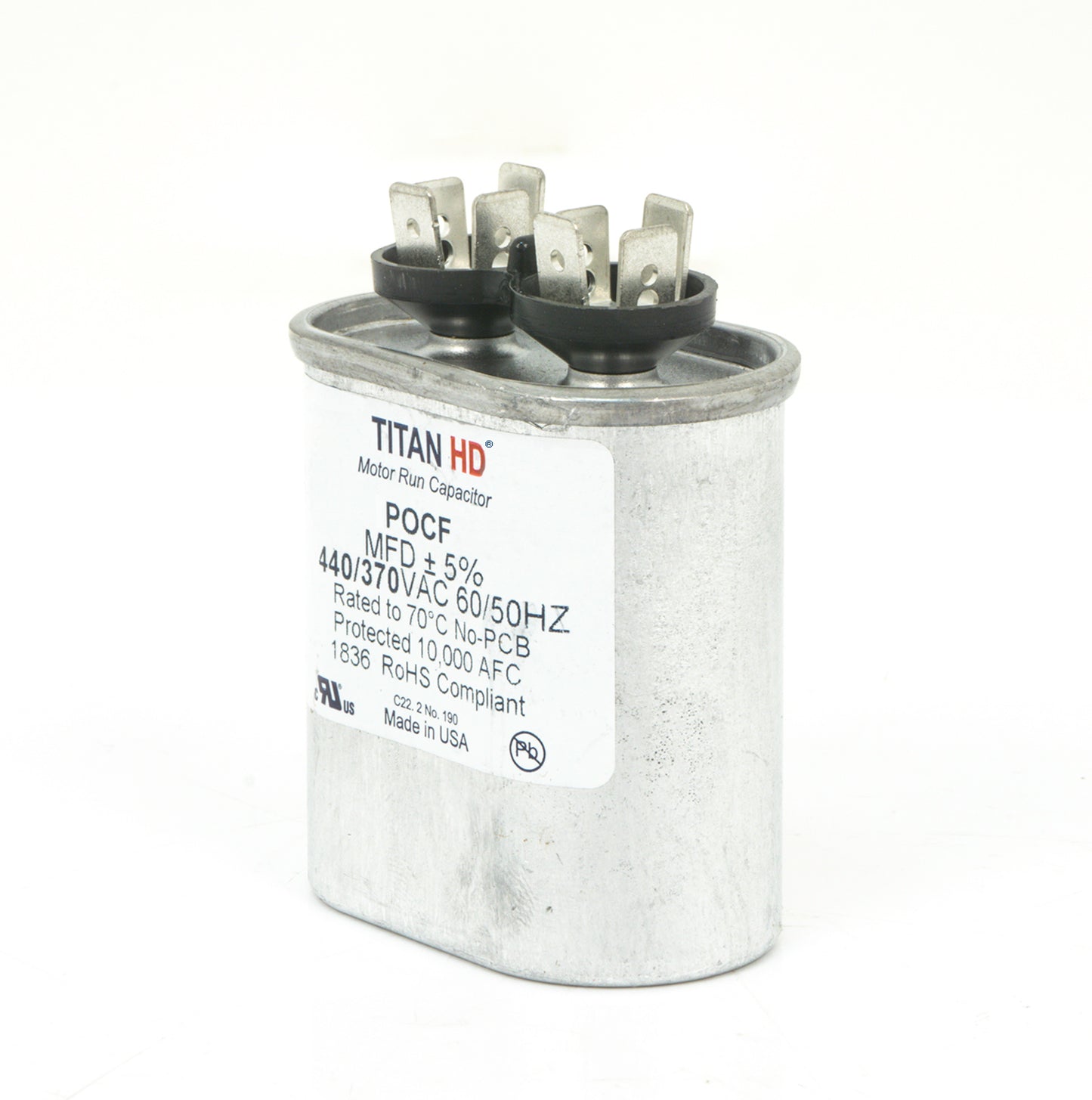 Packard POCF7.5A Titan Hd Run Capacitor 7.5 Mfd 440/370 Volt Oval