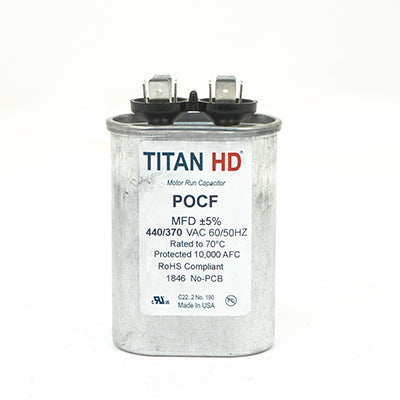 Packard POCF12.5A Titan Hd Run Capacitor 12.5 Mfd 440/370 Volt Oval