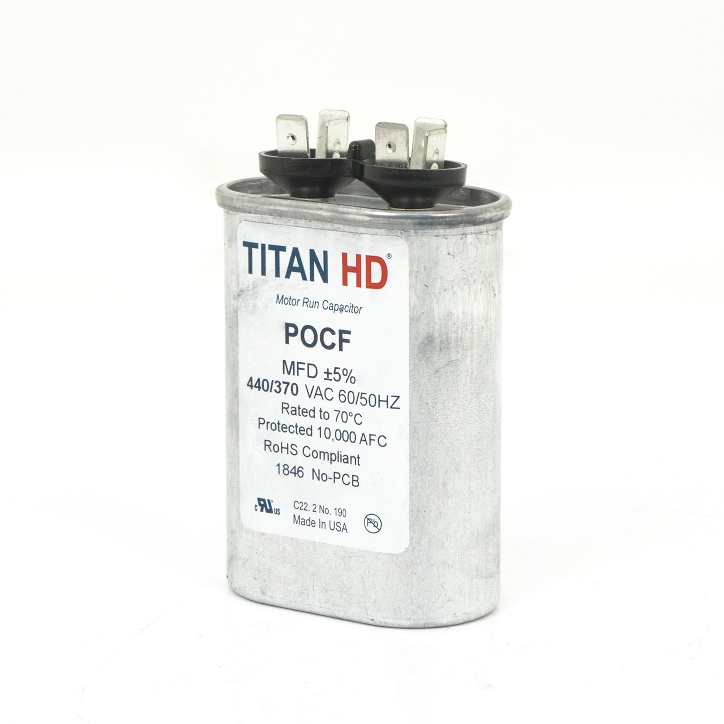 Packard POCF25B Titan Hd Run Capacitor 25 Mfd 440/370 Volt Oval