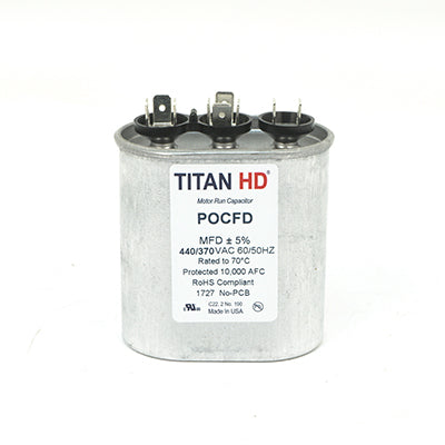 Packard POCFD355A Titan Hd Run Capacitor 35+5 Mfd 440/370 Volt Oval