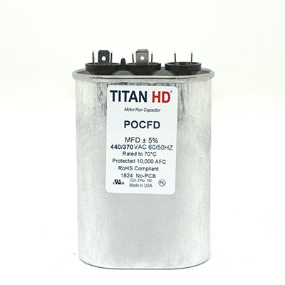 Packard POCFD455A Titan Hd Run Capacitor 45+5 Mfd 440/370 Volt Oval